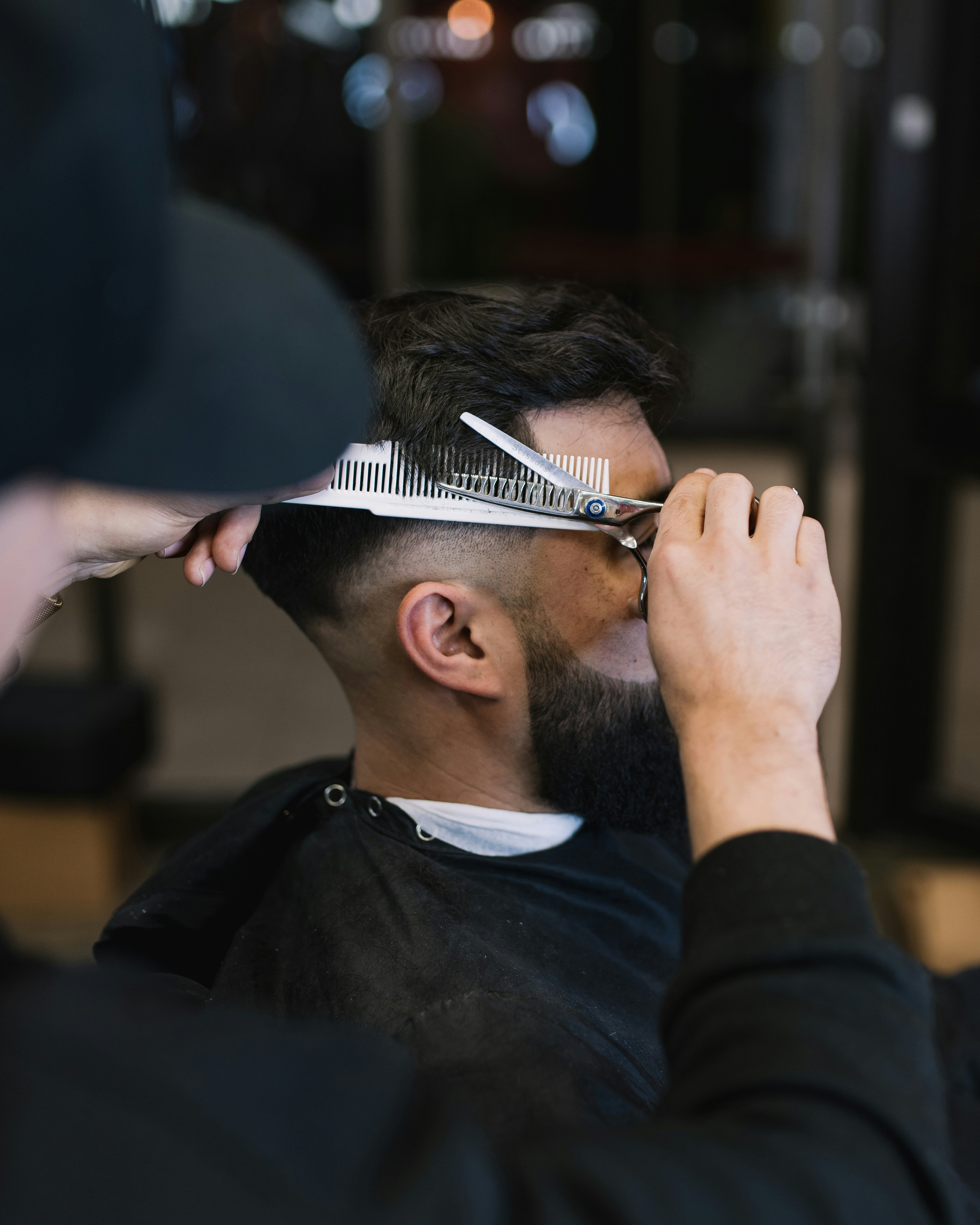 Professional barber at work